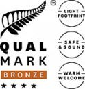 Stacked Qualmark 4 Star Bronze Sustainable Tourism Business Award Logo